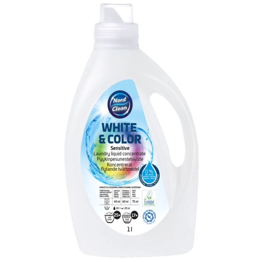 Nord Clean 1 L Pyykinpesunestetiiviste Kirjo- Ja Valkopyykille 1 Nord Clean 1 L Pyykinpesunestetiiviste Kirjo- Ja Valkopyykille