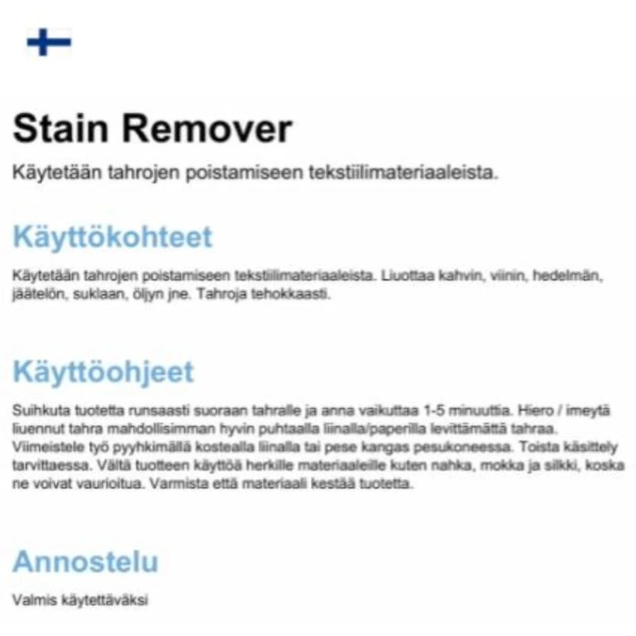Blue & Green Stain Remover 0,5L Tekstiilien Tahranpoistoaine 2 Blue & Green Stain Remover 0,5L Tekstiilien Tahranpoistoaine - Image 2