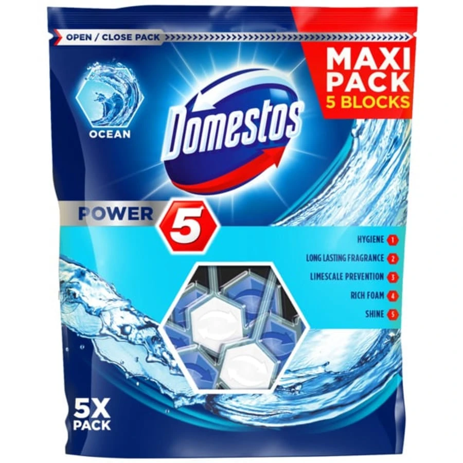 Domestos Power 5 Ocean 5-pack Wc-raikastin 1 Domestos Power 5 Ocean 5-pack Wc-raikastin