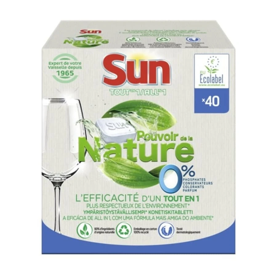 SUN® Sun All-in-1 Hajusteeton 40 Tab Konetiskitabletti 1 SUN® Sun All-in-1 Hajusteeton 40 Tab Konetiskitabletti
