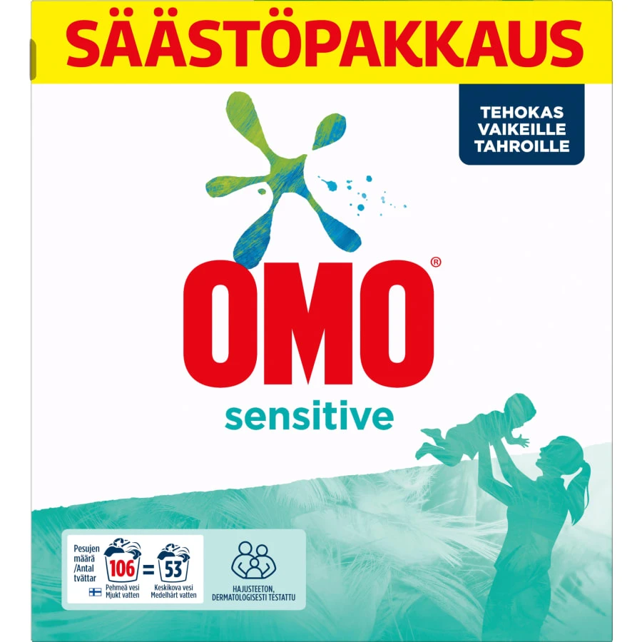 Omo Sensitive 3,72 Kg Pyykinpesujauhe 1 Omo Sensitive 3,72 Kg Pyykinpesujauhe