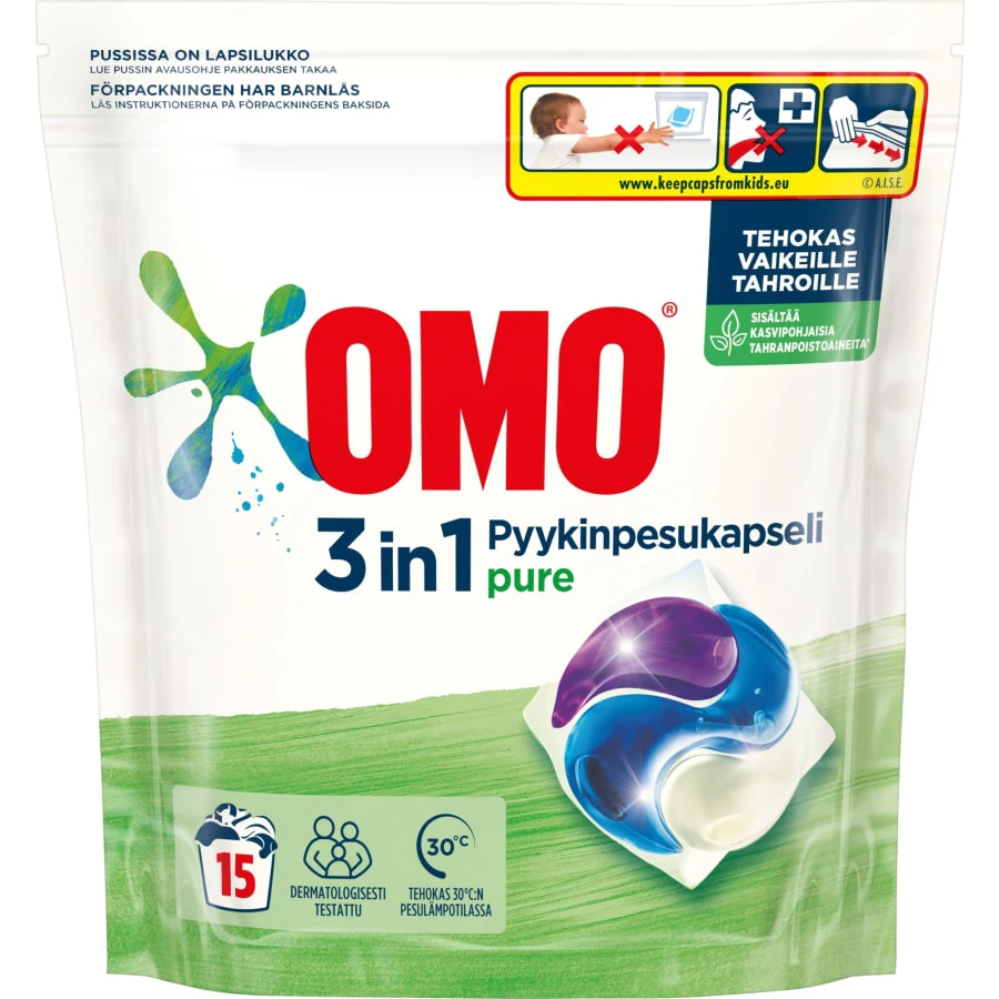 Omo Pure Pyykinpesuainekapselit 15 Pesua 1 Omo Pure Pyykinpesuainekapselit 15 Pesua