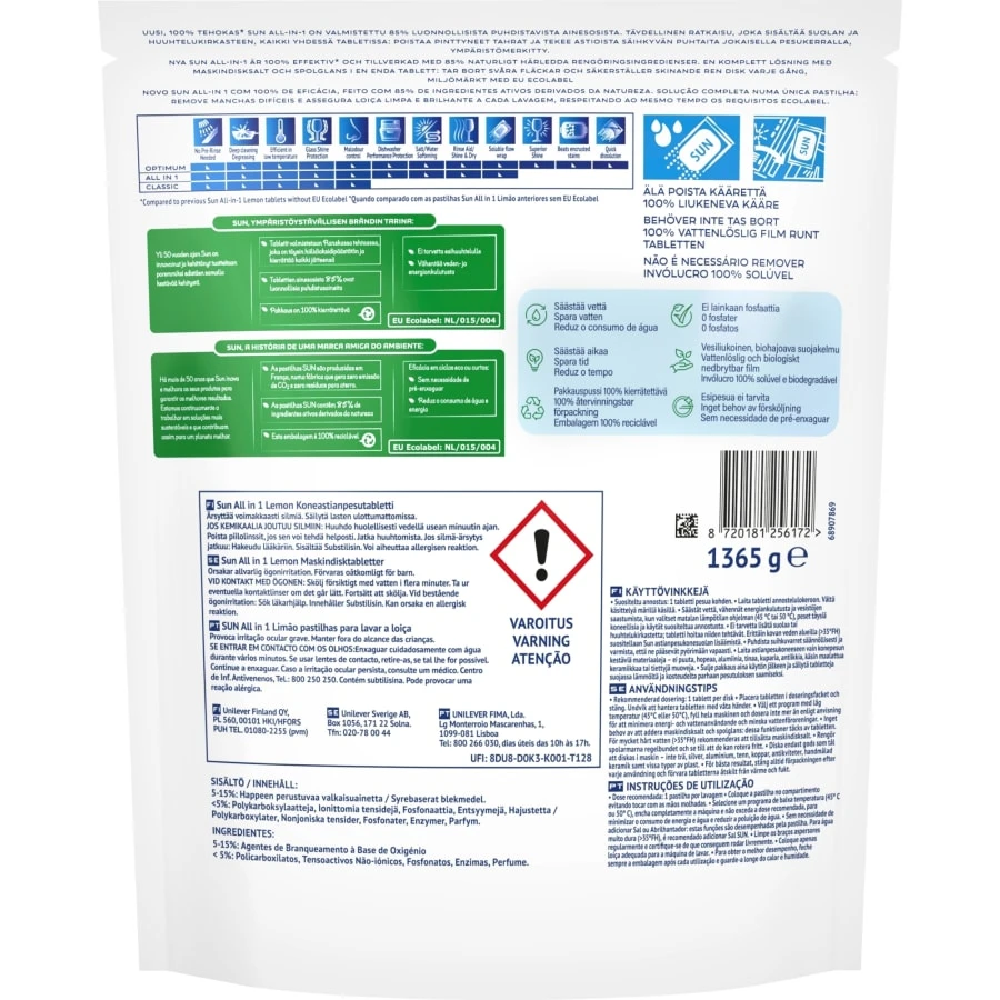 SUN® Sun All-in-1 Lemon 78 tab Konetiskitabletti 3 SUN® Sun All-in-1 Lemon 78 tab Konetiskitabletti - Image 3